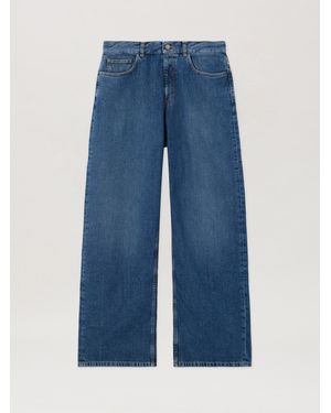 Palm Angels Curved Logo Loose Jeans - Blue