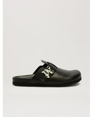 Palm Angels Monogram Leder Mules Mann - Schwarz