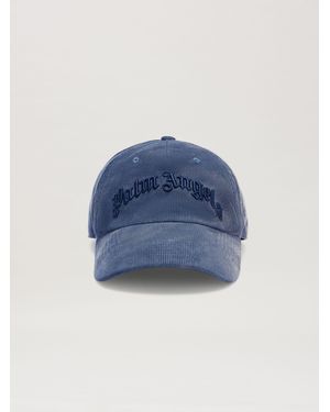 Palm Angels Curved Logo Corduroy Cap Vintage - Blue
