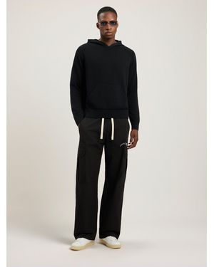 Palm Angels Curved Logo Regular Knit Hoodie - Black