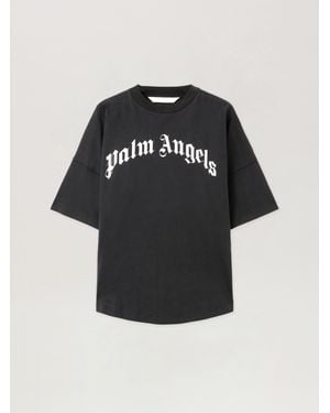 Palm Angels Curved Logo Over Tee - Black