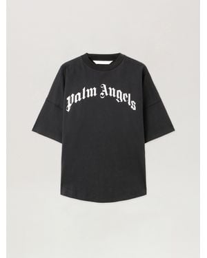 Palm Angels Curved Logo Over Tee - Black