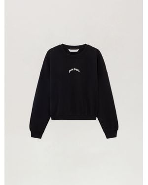 Palm Angels Curved Logo Loose Crewneck Sweatshirt Donna - Nero