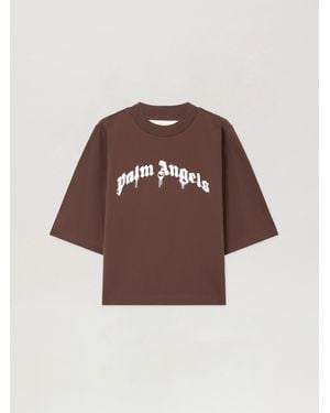 Palm Angels Dripping Curved Logo Boxy T-Shirt - Brown