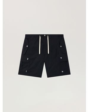 Palm Angels Palm Type Loose Cargo Shorts - Blue