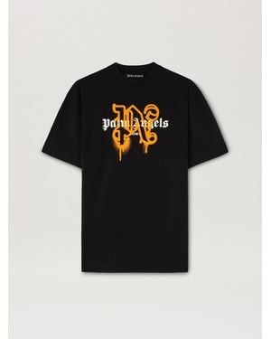 Palm Angels Roma Monogram Spray Tee - Black