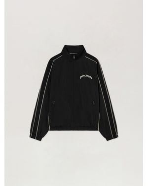 Palm Angels Curved Logo Windbreaker - Black
