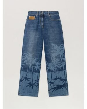 Palm Angels Palms Loose Denim Trousers - Blue