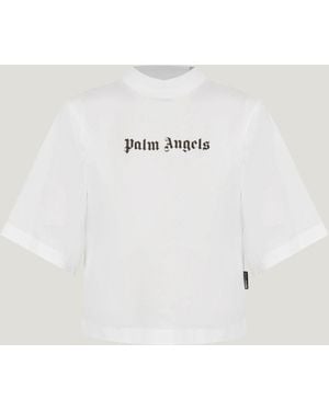 Palm Angels Classic Logo Cropped T-Shirt - Natural