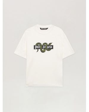 Palm Angels Snake Logo T-Shirt Off - Natural