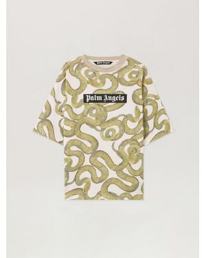 Palm Angels Snake Allover Loose T-Shirt Ivory - Metallic