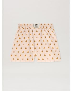 Palm Angels Mini Bear Monogram Shorts Soft - Natural