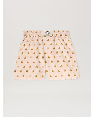 Palm Angels Mini Bear Monogram Shorts Soft - Natural
