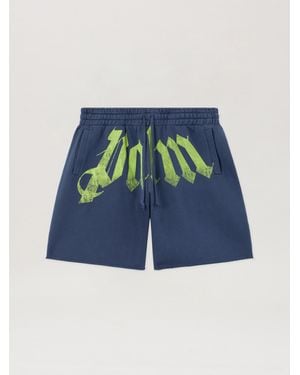 Palm Angels Big Waist Logo Sweatshorts - Blue