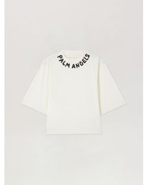 Palm Angels Neck Logo Boxy T-Shirt - Natural