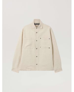 Palm Angels Palm Type Loose Shirt Off - Natural
