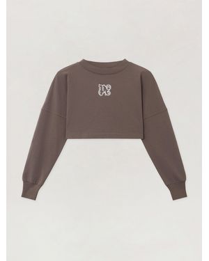 Palm Angels Classic Logo Crop Top Dark - Brown