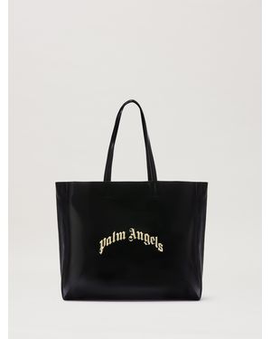 Palm Angels Shiny Curved Logo Shopping Ba/Pear - Black