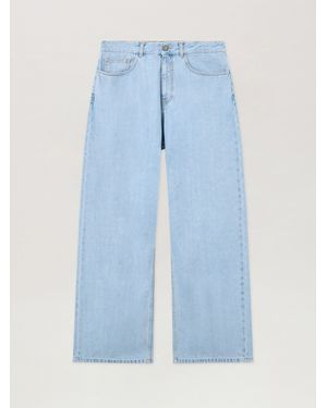 Palm Angels Curved Logo Loose Jeans - Blue