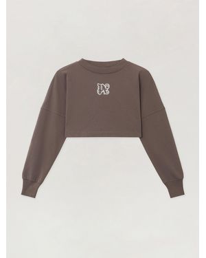 Palm Angels Classic Logo Crop Top Dark - Brown