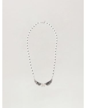 Palm Angels Wings Pearl Necklace - White