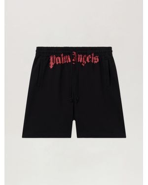 Palm Angels Waist Logo Sweatshorts - Black