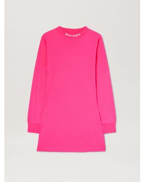 Palm Angels Curved Logo Long Sleeves T-Shirt Donna Fucsia - Rosa