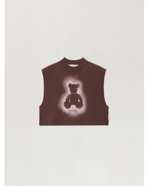 Palm Angels Spray Bear Boxy Tank Top - Brown