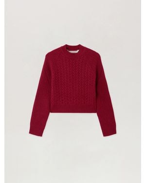 Palm Angels Curved Logo Ribbed Sweater Burgundy - Red
