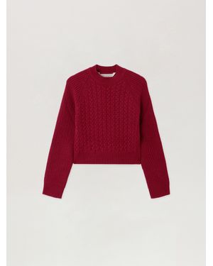Palm Angels Curved Logo Ribbed Sweater Burgundy - Red
