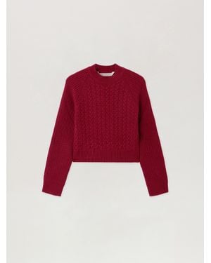 Palm Angels Curved Logo Ribbed Jumper Burgundy - Red
