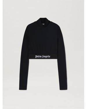 Palm Angels Classic Logo Mockneck Top - Black