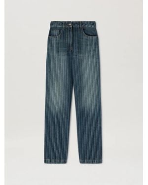 Palm Angels Laser Pinstripe Loose Dnm Pnt Light Light - Blue
