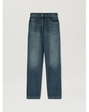 Palm Angels Laser Pinstripe Loose Dnm Pnt Light Light - Blue