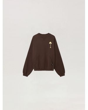 Palm Angels Feel High Regular Crewneck Sweatshirt - Natural