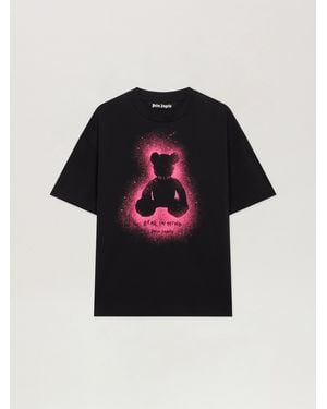 Palm Angels Spray Bear Regular T-Shirt - Black