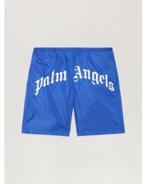 Palm Angels Curved Logo Swimshorts - Blue