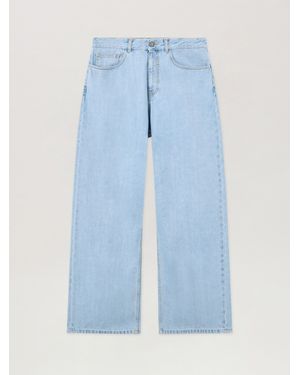 Palm Angels Curved Logo Loose Jeans - Blue