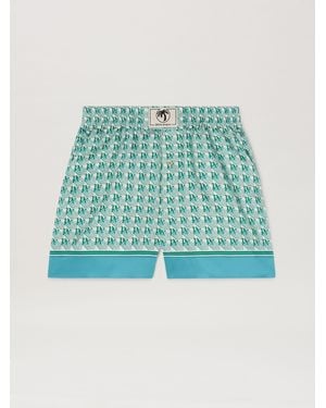 Palm Angels Pa Diamond Shorts Donna Verde - Blu