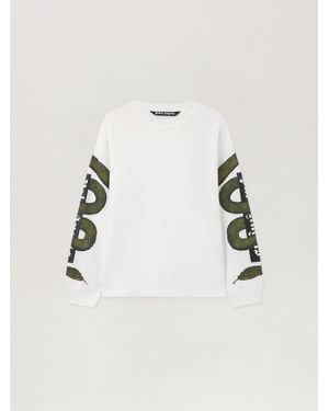 Palm Angels Snake Box Logo Long Sleeve T-Shirt Off - Natural