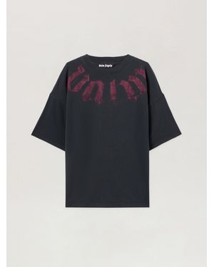 Palm Angels Big Neck Logo Loose T-Shirt - Blue
