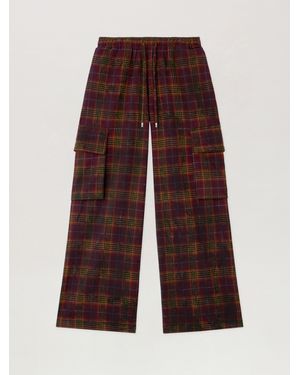 Palm Angels Overdyed Check Cargo Pants Burgundy - Purple
