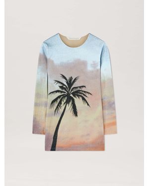 Palm Angels Sunrise Palm Lurex Dress - Blue