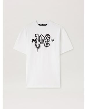 Palm Angels Paris Monogram Spray Tee - White