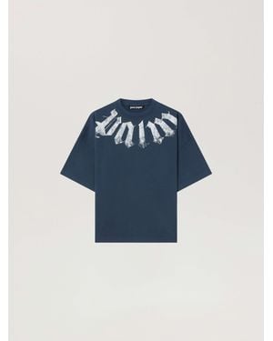 Palm Angels Big Neck Logo Loose Tee - Blue
