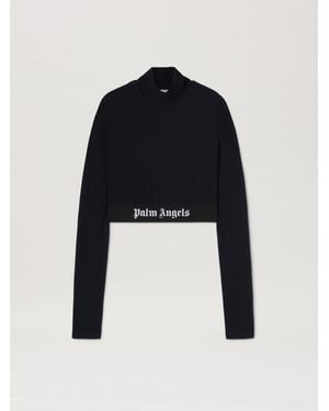 Palm Angels Classic Logo Mockneck Top - Black