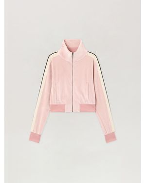 Palm Angels Logo Chenille Crop Track Jacket - Pink