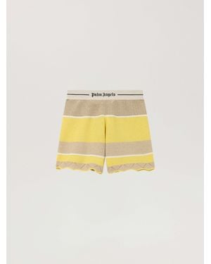 Palm Angels Logo Beach Knit Shorts Light - Yellow