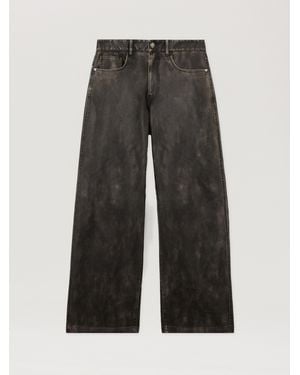 Palm Angels Curved Logo Coated Pants Dark - Grey