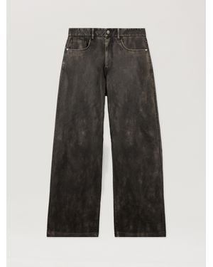 Palm Angels Curved Logo Coated Trousers Dark - Grey